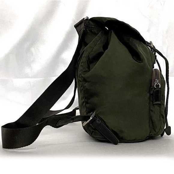 Prada Khaki Green Tessuto Drawstring Backpack Triangle Nylon - Picture 1 of 9